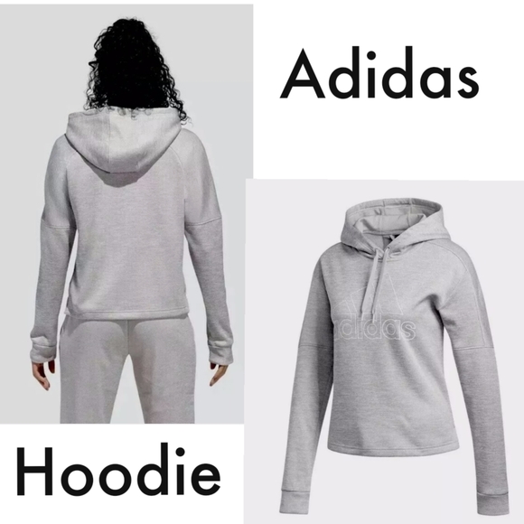 Adidas Wm's Logo Team Sport Climawarm Hoodie Sweatshirt in Heather Grey Md - Picture 1 of 16